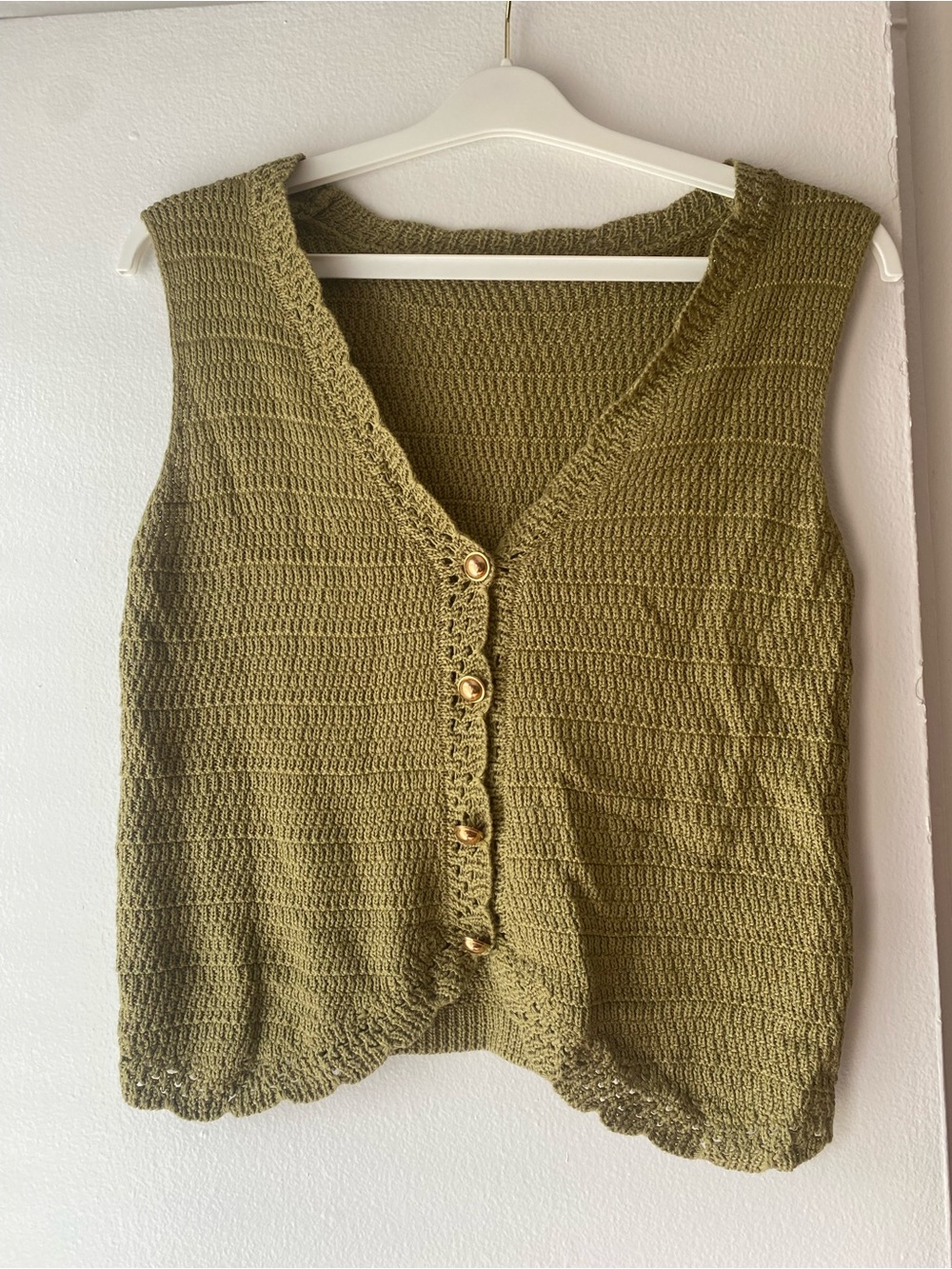 Amazon Olive Green Crochet Button-Up